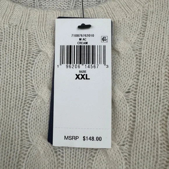 Polo Ralph Lauren Mens Cream Cable Knit Wool Cashmere Sweater XXL NWT - Picture 5 of 11